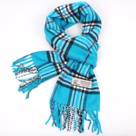 TZ Promise Plaid Cashmere Feel Classic Soft Luxurious Winter Scarf For Men Women (Sky Blue)