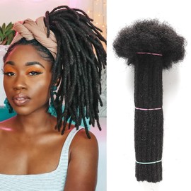 Alaleibaby 0.6cm Thickness 16 Inch 40Strands Real Human Hair Dreadlock Extensions for Man/Women Full Head Handmade Permanent loc Extensions Bundles Can Be Dyed Bleached Curled and Twisted (1B, 16 Inch (Pack of 40))