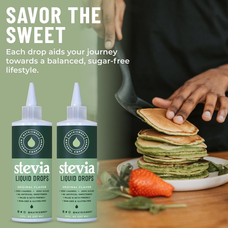 Natrisweet Liquid Stevia Drops, 8oz 2pack, Pure Sweetener from Stevia