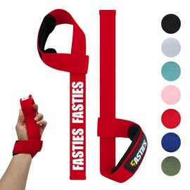 FASTIES Lifting Straps for Strength Training - Gym Lifting Straps for Women & Men - Grip Aids for Weightlifting, Bodybuilding, Fitness - Red - Deadlift & Deadlift