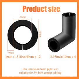 Frienda 16 Pack Pipe Insulation Foam Tube Kit, Include 12 Soft Pipe Cover Self Adhesive Foam Pipe Insulation with 4 Elbow Foam Tubing and 24 Cable Tie for Outdoor Indoor Pipe Wrap (Fits 1 Inch Pipe)