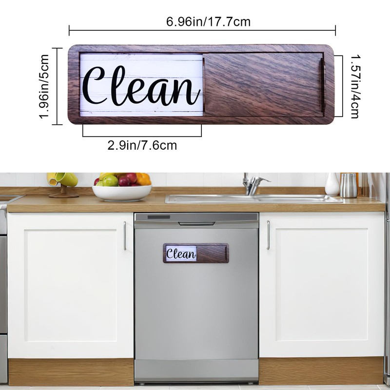 Dishwasher Magnet Delicate Wood Structure, Clean Dirty Sign Indicator with