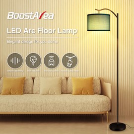 BoostArea Floor Lamp for Living Room,Arc Floor Lamp Remote Control,Stepless Dimmable Brightness & Colors Temperature 2700k-6500k,Foot Switch,Modern Standing Lamp for Bedroom Study Room Office,Green