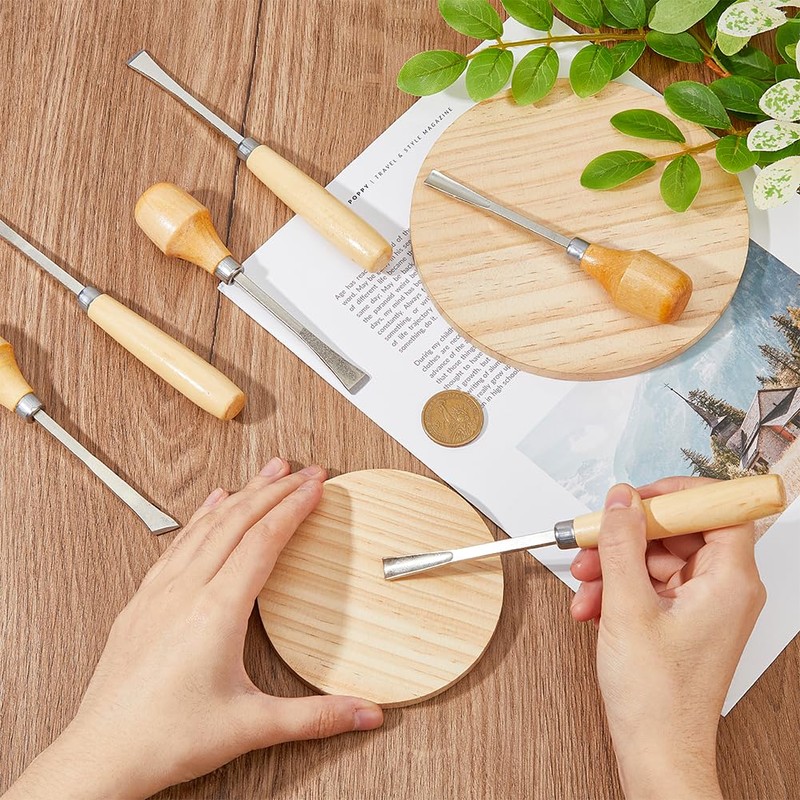 HOBBIESAY 6Pcs Stone Setting Tools Wood Carving Hand Chisel Jewelry