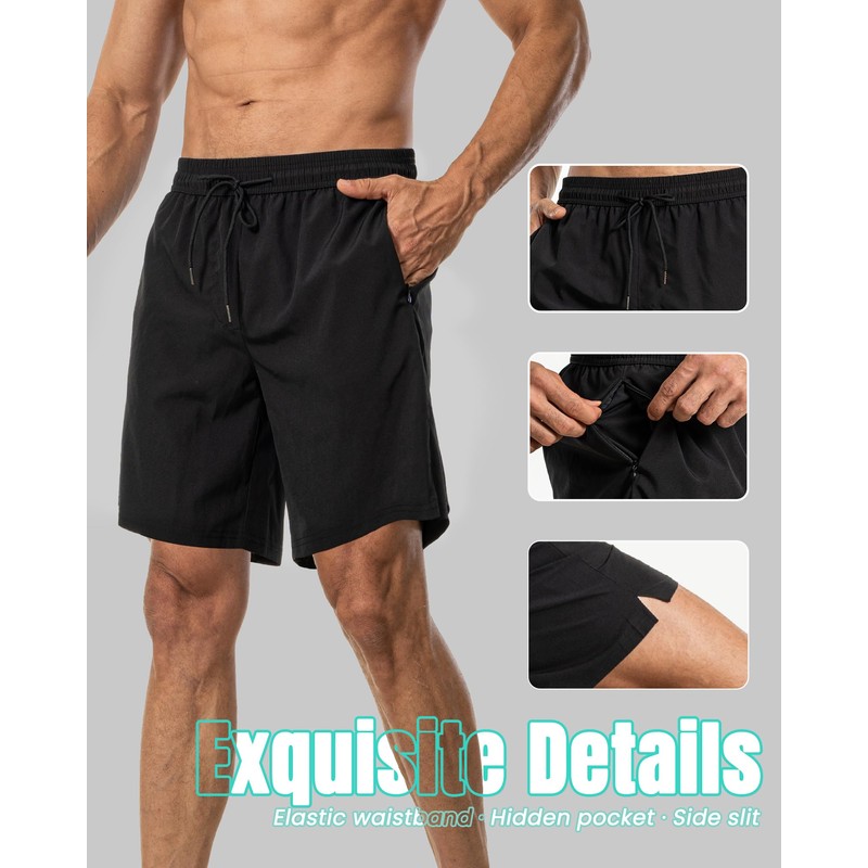 9 Inch Men Swim Trunks Compression Liner Quick Dry Swimwear