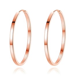 Bewenda Earrings 925 Silver Hoop Earrings Large, 925 Sterling Silver Hoop Earrings for Women, Hypoallergenic Large Earrings Hoop Earrings in 40/50/60 mm Diameter, Folding Hoop Earrings Round Circle