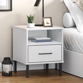TREATLIFE HOME Maximize Storage with White Bedside Cabinet, Solid Pine Wood with Sturdy Metal Legs, Ample Space for Essentials