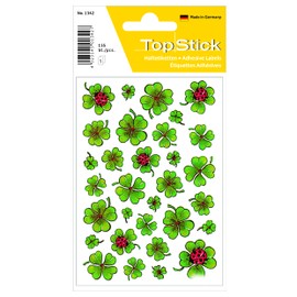 TopStick 1342 Stickers for Kids with Shamrock Motifs, 31 Labels Per Sheet, 155 Labels, Stickers for Children for Gifts, Scrapbooking, Decoration, Rewards