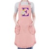 Miracu Pink Initial Apron, Kitchen Aprons for Women w/Pockets for