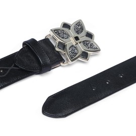 Cuadra | Belt for Women in Genuine Leather with Floral Buckle Exclusive CDA35RS Black