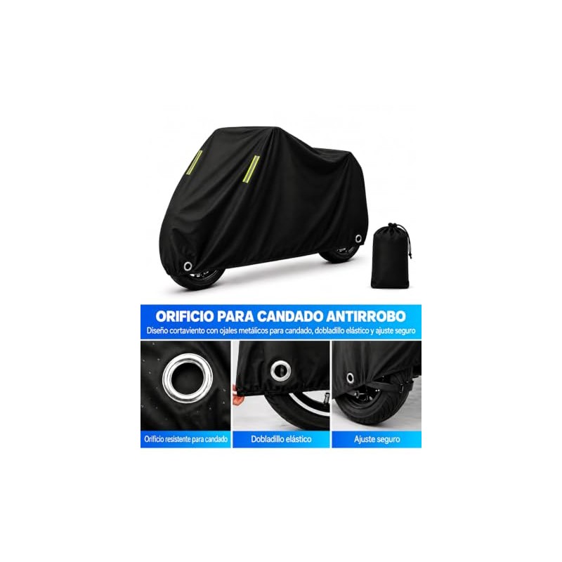 EASYTAO Funda para Moto, Cubre impermeable Tamaño Grande 245cm-105cm-125cm