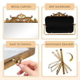 GIFTTROVE Vintage Makeup Desk Mirror, Antique Gold Vanity Table Mirror, Metal Framed Rectangular Small Standing Mirror, 360 Adjustable Rotation Mirror for Tabletop, Bathroom 11.8“ x 7.8"