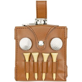 Fairly Odd Novelties ALL IN ONE SET 6oz Flask Spot Markers Hardwood Golf Tees Divot Tool Father's Day Dad Gift, Brown