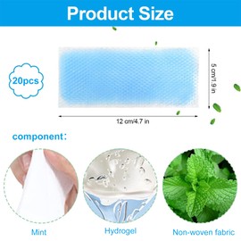 Cooling Fever Patches for Children, Pack of 20 Fever Cooling Pads for Forehead, Cooling Patches, Heat Stroke Cooling Patches, Cooling Gel Pads for Fever Cooling and Other Symptoms