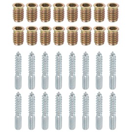 TOP-VIGOR 16Pcs M8x50mm Hanger Bolts, 31mm Wood Dowel Screw Self-Tapping Screw with M8x20mm Threaded Insert Nuts Interface Hex Socket Drive for Joint Furniture Legs