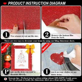 Locacrystal 81000Pcs Bling Rhinestone Sheet Roll Self-Adhesive Smooth Glitter Crystal Stickers for DIY Furniture Home Decor Iron-On Bling Wrap Sheet for Clothing Gift Car (Red,15.8"x39.4")