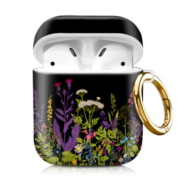 Compatiable with Airpod 1&2 Case,Hard Protective Shell with Keychain, Stylish Design AirPod Case Cover,Ideal for Women, Wireless Charging Supported(Herbs and Wildflowers)