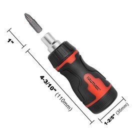 HAUTMEC 7-in-1 Stubby Ratcheting Screwdriver Set, Multi Screwdriver Tool All in One, Ratchet Short Screwdriver Set with Multi Bit Screw Driver with Magnetic, Chrome Vanadium Steel Shaft