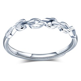 MICMIF Women's Ring Infinity 925 Sterling Silver Rings Women Adjustable Ring Infinity Ring Band Ring Finger Ring Jewellery for Women Girlfriend Girls Mother, Silver, No Gemstone