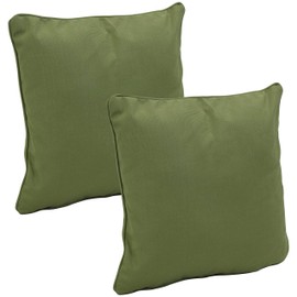 Sunnydaze Set of 2 Indoor/Outdoor Decorative Throw Pillows - 16-Inch Square Olefin Fabric Accent Toss Pillows for Patio Furniture - Pillow Set for Outside Bench, Chair and Loveseat - Dark Green