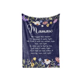 InnoBeta Mamaw Gifts, Grandma Gifts for Mamaw, Flannel Throw Blankets on Mother's Day, Christmas, Birthday, 50" x 65", Blue Flowers