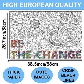 Large Coloring Posters for Adults and Kids - Giant Coloring Poster Motivational - Jumbo Wall Poster Coloring - Huge Adult Coloring Poster Size - Big Coloring Poster for Classroom Office Team Work