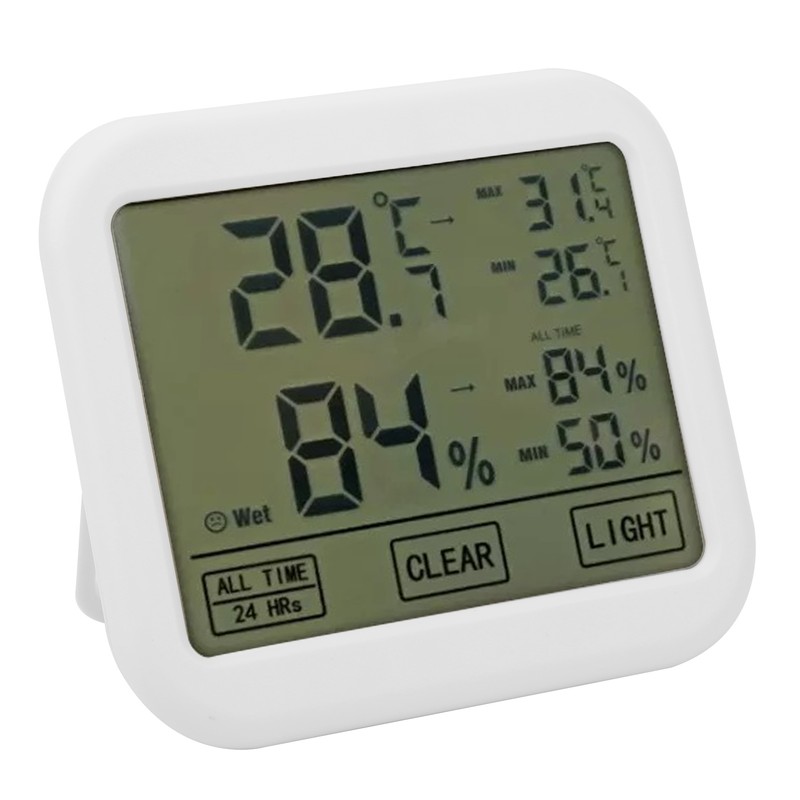 OWE034 4in Digital LCD Thermohygrometer Touch Screen Temperature Humidity Meter