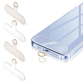 ROCONTRIP Phone Lanyard Tab TPU Phone Tether Tab Transparent Phone Tether Patch Upgraded Metal D Ring Phone Strap Pad Use with Phone Lanyards Phone Straps(2 Transparent+2 Khaki)