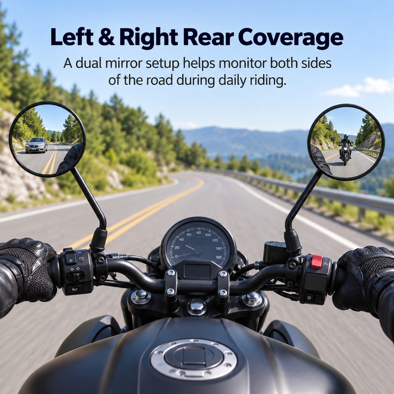 Motorcycle Bar End Mirror for Rear Viewing – Compact Side