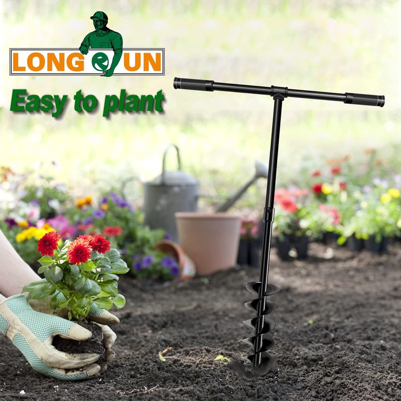 LONGRUN Hand Drill Auger Post Hole Digger, Manual Garden Hole
