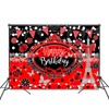 Fitumiw Ladybug Birthday Backdrop 7x5ft Eiffel Tower Butterfly Red and