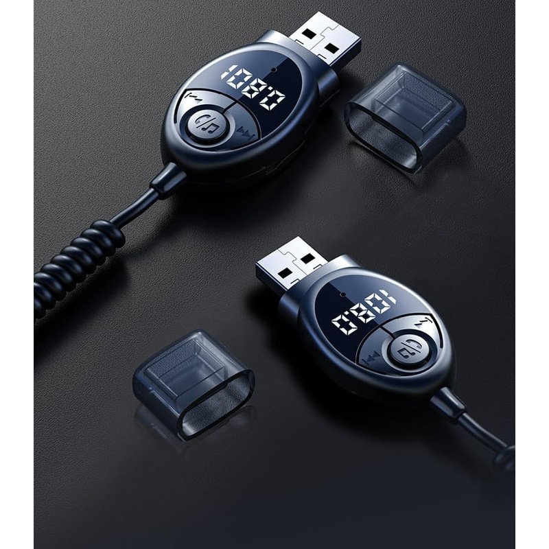 Bluetooth 5.3 Wireless Auto FM Sender Aux Adapter USB auf