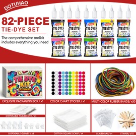 DOTUHAO 10 Colors Tie Dye Powder Kit, Tie Dye Set for Home, Creative Dyes for Clothes, Easy DIY Fabric Art (10 Colors)