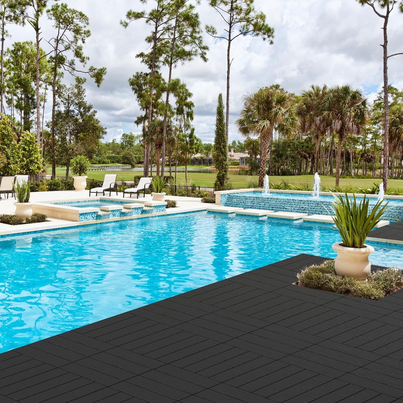 Neoaider 9PCS Plastic Interlocking Decking Tiles 12" x 12", 9