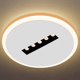 Kawell Creative 13W Close to Ceiling Light with 5W Spotlight 9.4 Inch LED Ceiling Light Hardwired Acrylic LED Ceiling Lamp Indoor for Hallway Bedroom Study Living Room, White(Warm White)