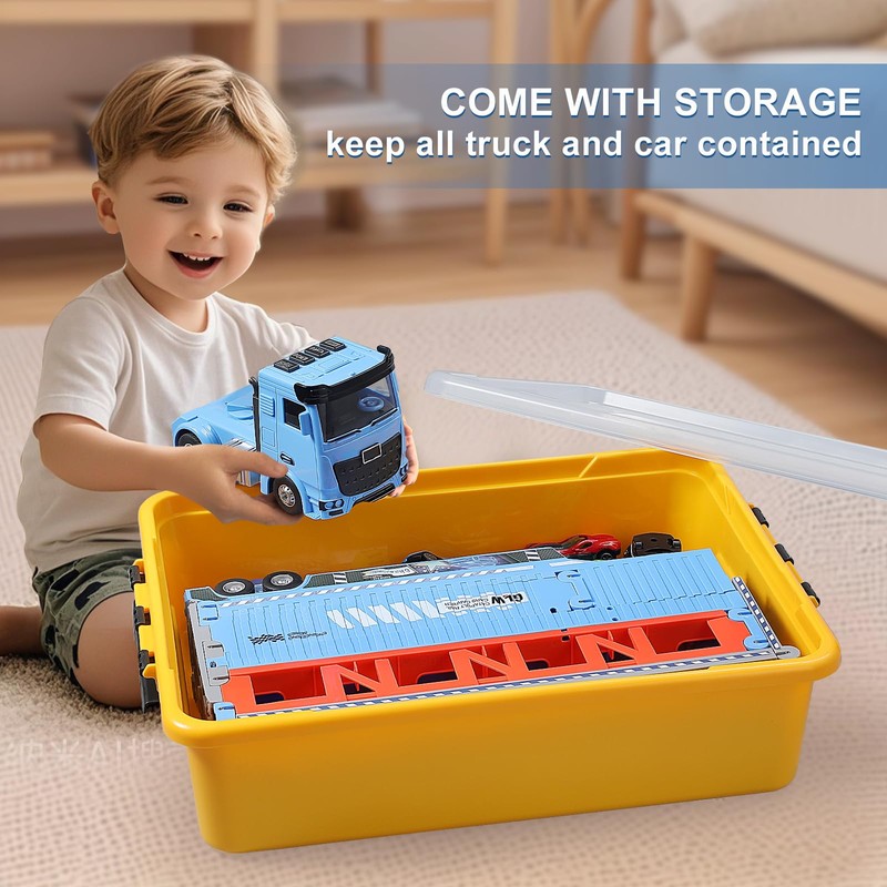 GLW 78 Inch Foldable GLWExtended Carrier Truck Race Track Playset