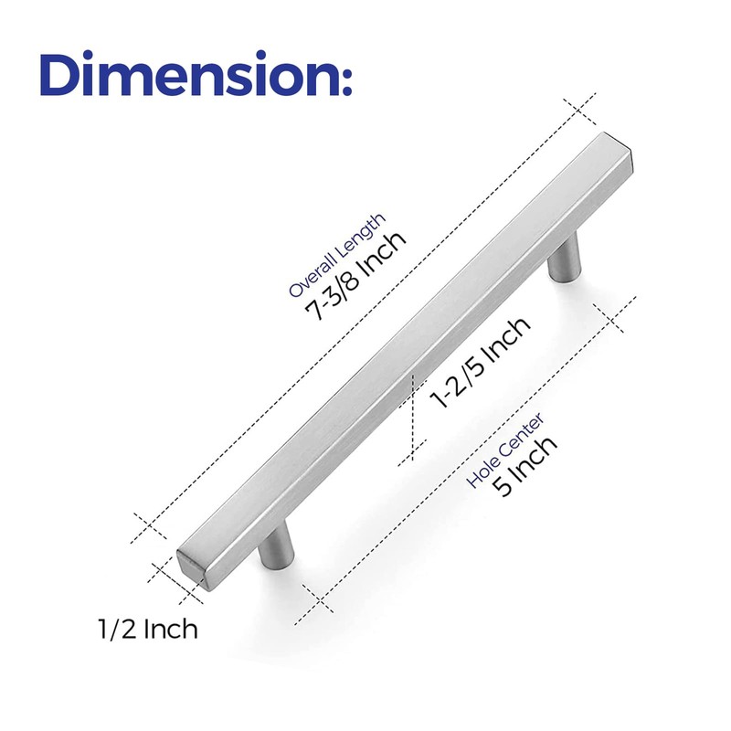 Ravinte 50 Pack 7.38 Inch Square Cabinet Pulls Brushed Nickel