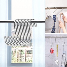 S-Shaped Hooks, Extra Large 4.7 inches (12 cm) x 7.9 inches (20 pcs) Set of 20 for Kitchen, Bathroom, Rust Proof, Accessory Hanging, Load Capacity: 33.1 lbs (15 kg) (4.7 inches (12 cm) x 7.9 inches (20