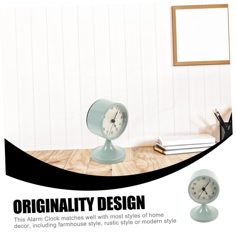 GRIRIW Elegant Silent: Vintage Round Alarm Clock Bedroom Table Clock