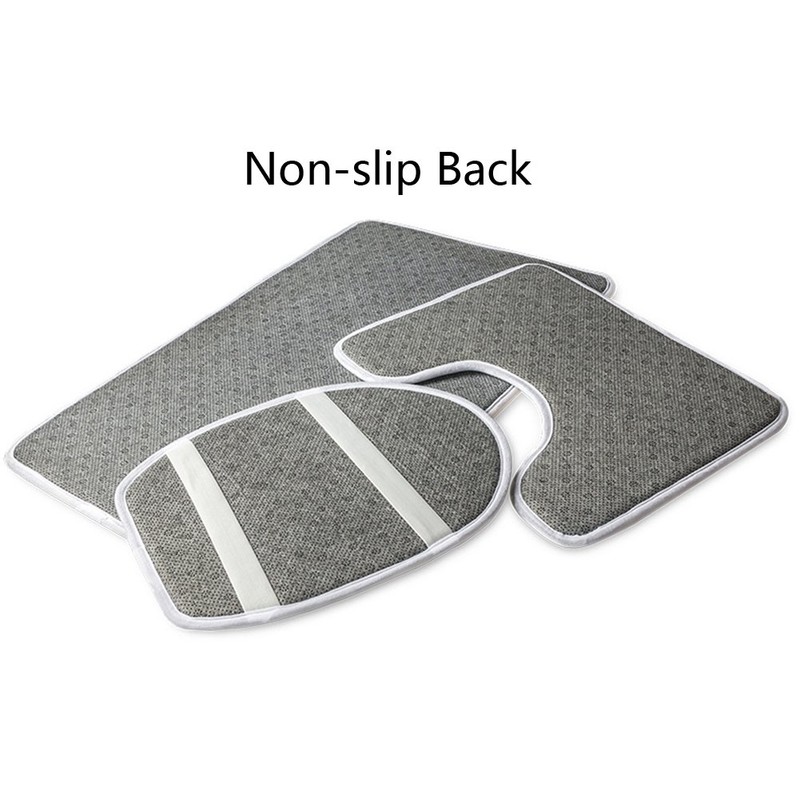 UNICEU Grey White Marble 3 Piece Bathroom Rug Set Includes