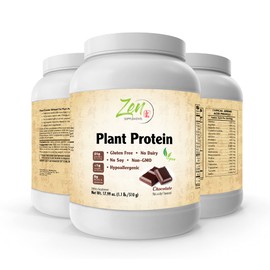 Zen Supplements - Plant Protein-Chocolate 510G 1.1LB -Powder - 23 Grams of Protein Per Serving -Vegan, Low Net Carbs, Non Dairy, Gluten Free, Lactose Free, No Sugar Added, Soy Free, Kosher, Non-GMO
