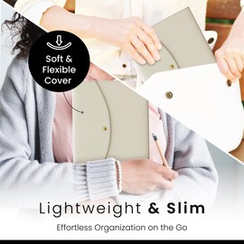 Slim Lightweight Organizer Cover for Rocketbook, Planner, Notebook - Letter Size A4 Fits 8.5x11" Books, Soft & Flexible Faux Leather Smart Notebook Cover, Rocketbook Accessories