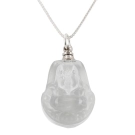 Glass Buddha Essential Oil Diffuser Necklace on 20 Inch Sterling Box Chain, Choose Your Color, 6380 (Clear)