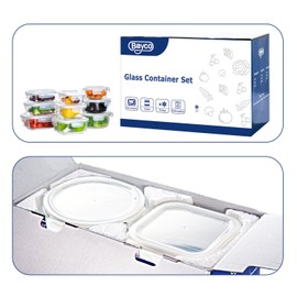 Bayco Glass Storage Containers with Lids, 9 Sets, Meal Prep Airtight Food Storage Containers for Food Storage with Lids - Leak Proof