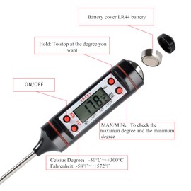 oujilet Thermometer Küche 2 Stücke Universales Haushaltsthermometer Digitales Kochthermometer Küchenthermometer Fleischthermometer, Ablesbar 50°C- 300°C,°C/°F Umschaltbar Thermometer mit Schutzhülle