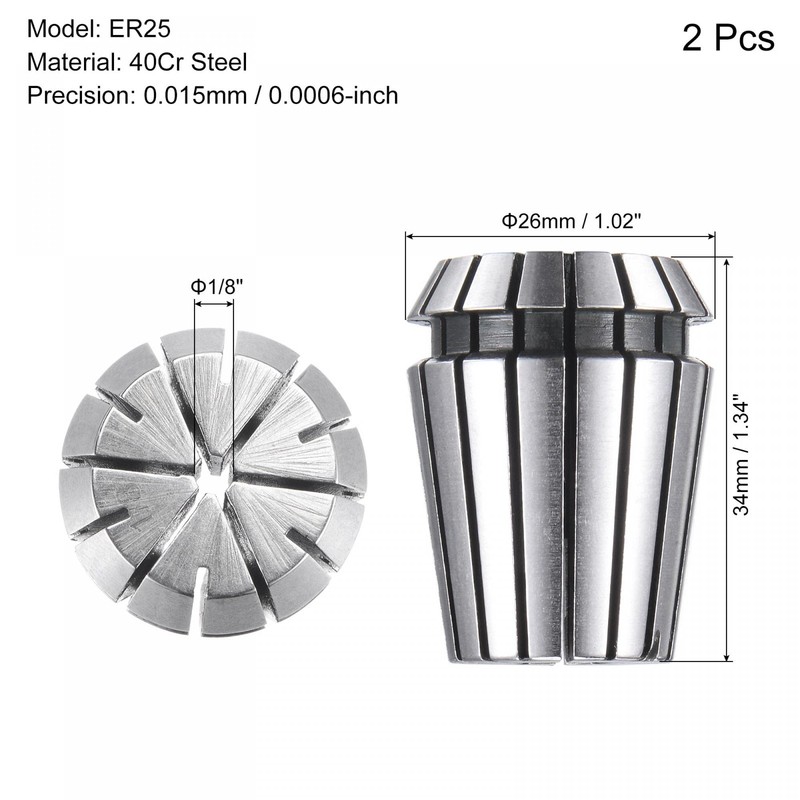 sourcing map ER25 Spring Collet 1/8" Chuck for CNC Engraving