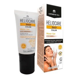 Heliocare 360 Water Gel Color Beige SPF 50+ – Protector solar fluido con color, hidratante y resistente al agua 50 ml
