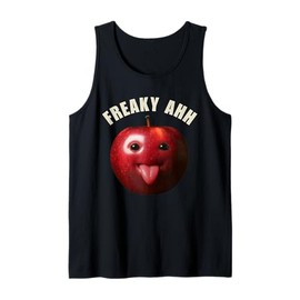 Funny Silly AI Apple gen z Meme BrainRot Humor Tongue Out Tank Top