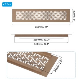 PATIKIL 14 x 3 Inch Door Air Vent Cover, 2 Pcs Heavy Duty Aluminum Grille Ventilation Cover Louvered with Mounting Screws for Cabinet Wardrobe Door, Brown