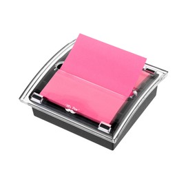 Mr. Pen- Pop Up Note Dispenser, 3" x 3", 3 Pack, Black Base, Clear Top, Sticky Note Dispenser, Sticky Note Holder for Desk